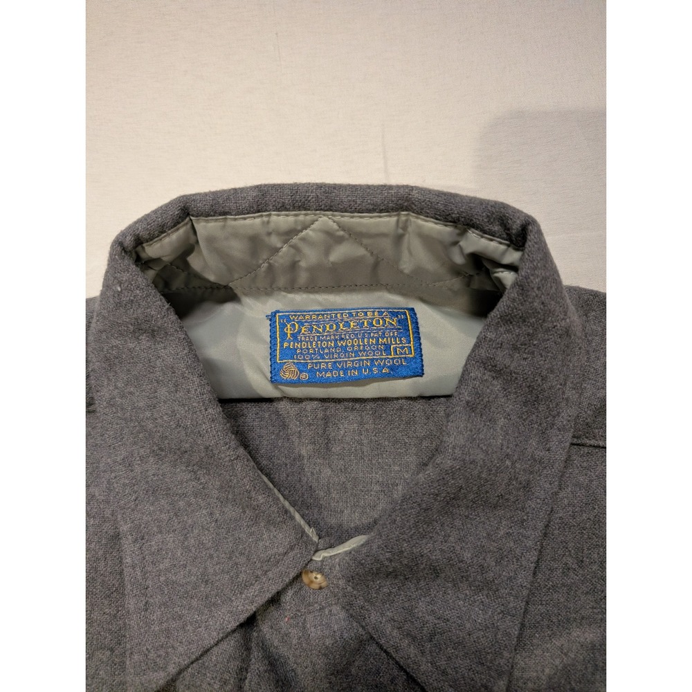 Pendleton Mens Medium Gray Virgin Wool Flannel Sh… - image 4